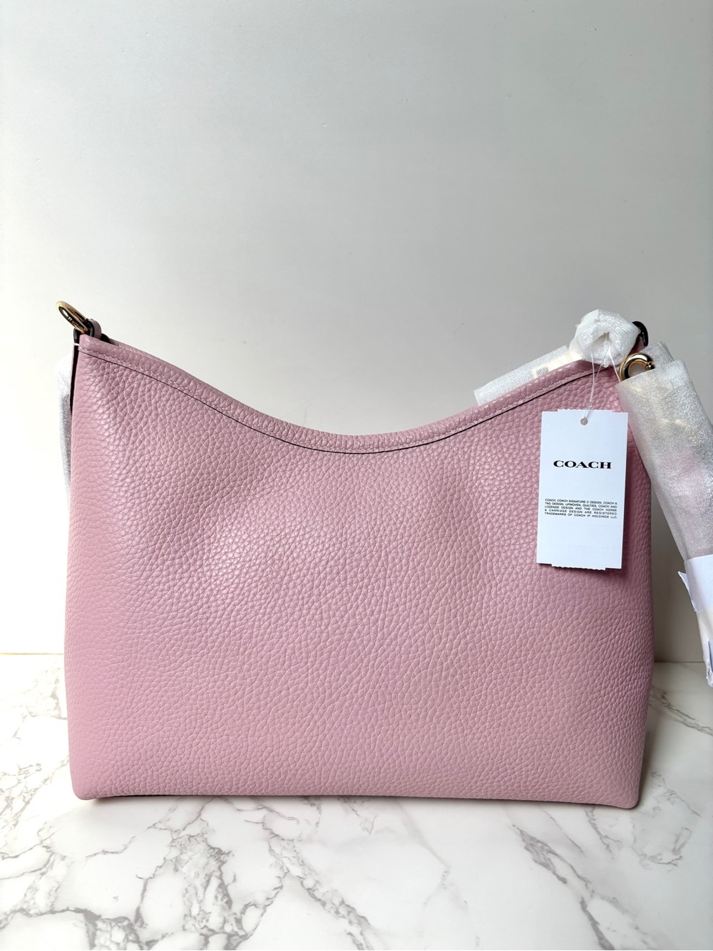 New Coach Laurel Shoulder Bag Carnation Pink Pebbled Leather - Picture 5 of 14